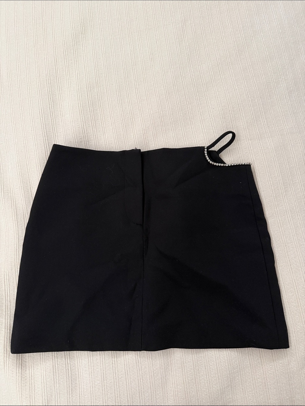 Zara Black Mini Skirt with Rhinestone-Strap Detail